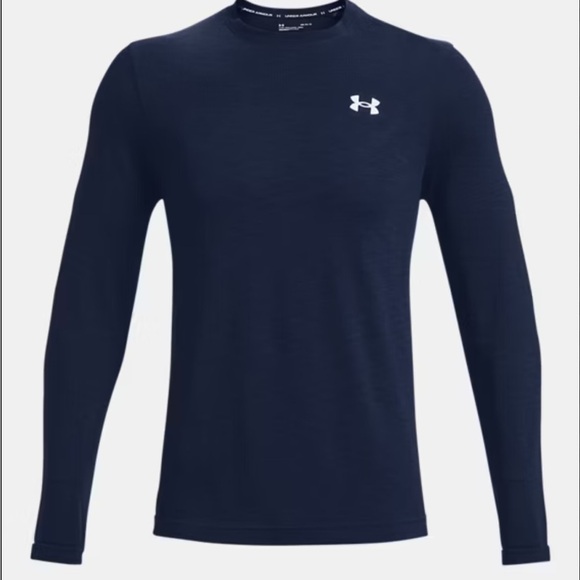 Under Armour Fitted Seamless long sleeve top size Large Navy Blue - Picture 1 of 6